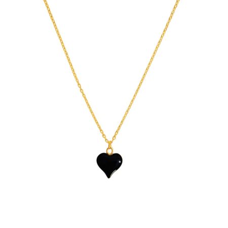 Midnight Heart Gold Necklace - Black Onyx Love