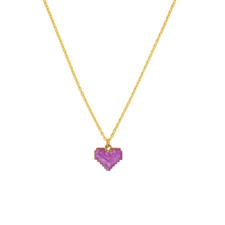 Purple Pixel Pulse Necklace - Power-Up in Style